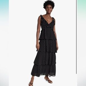 WAYF black polka‎ dot tiered maxi dress NWT Large